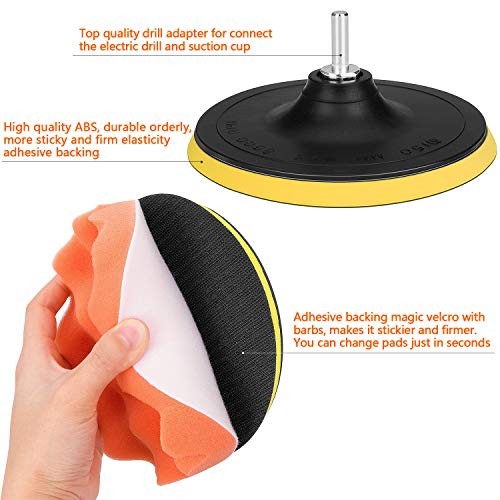 6 Inch Buffing and Polishing Pad Kit 11 PCS with Drill Adapter 6Inch-11PCS