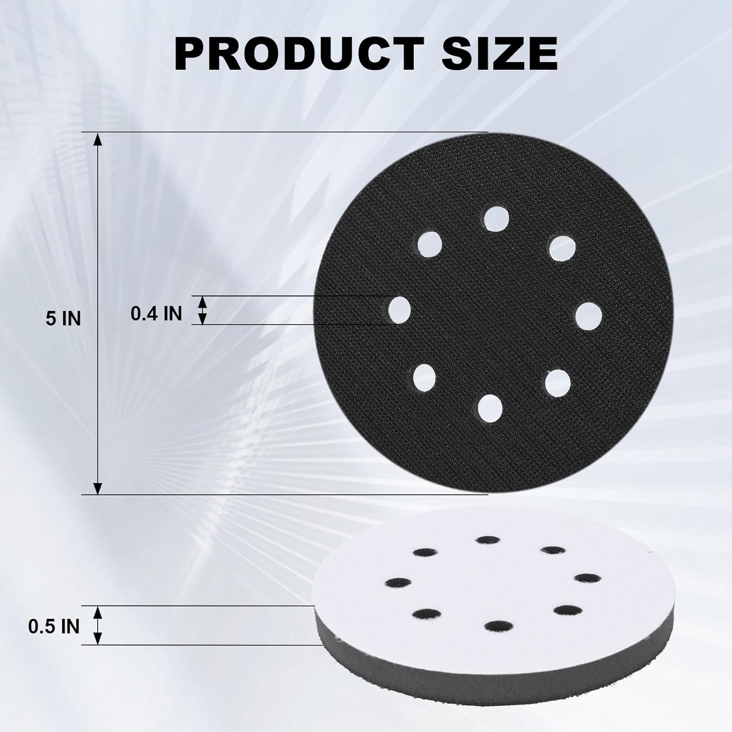 4Pack 5 Inch 8 Holes Orbital Sander Foam Pad, Hook and Loop Foam Sanding Pads