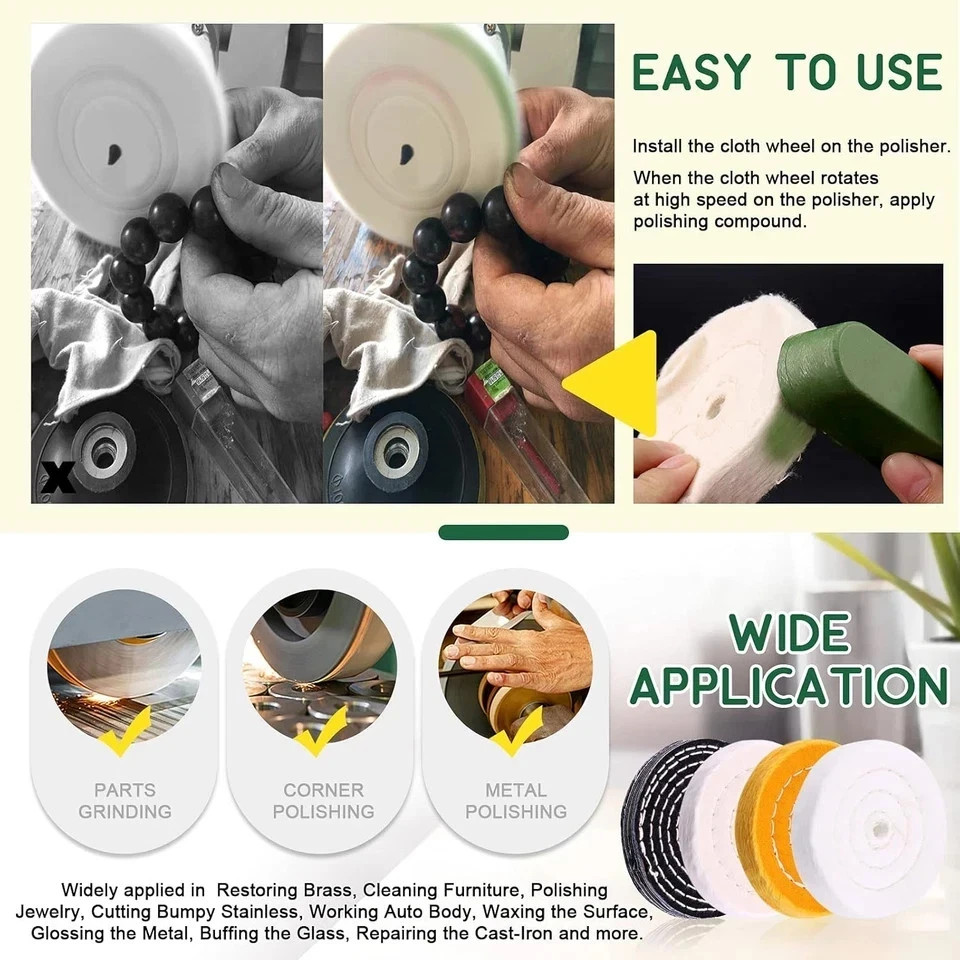 8 Pcs 4 Inch Buffing Polishing Wheel Kit with 1/2″ Arbor Hole FREE SHIPPING