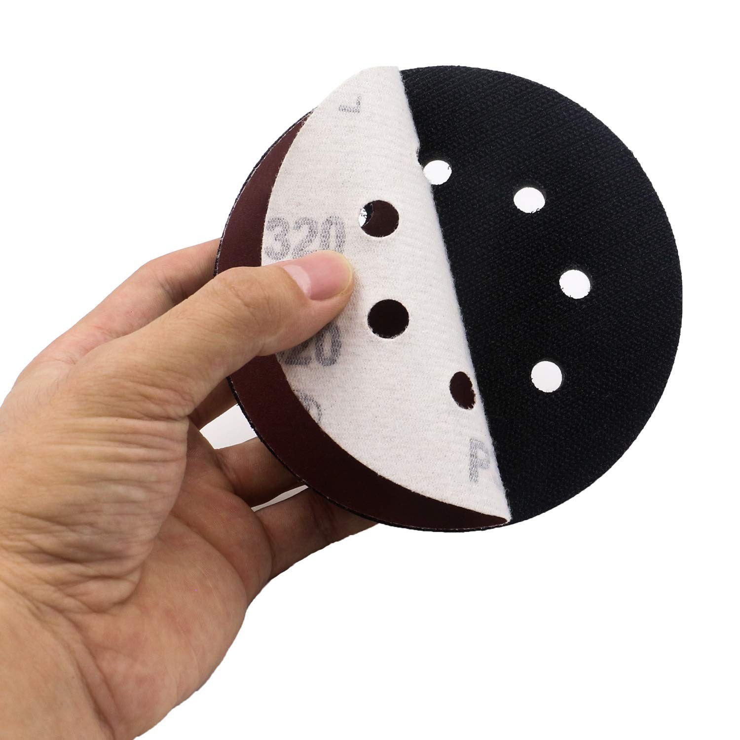 5 Count 5-Inch Sponge Sanding Pads with 8 Hole Design – Ideal for Woodwork