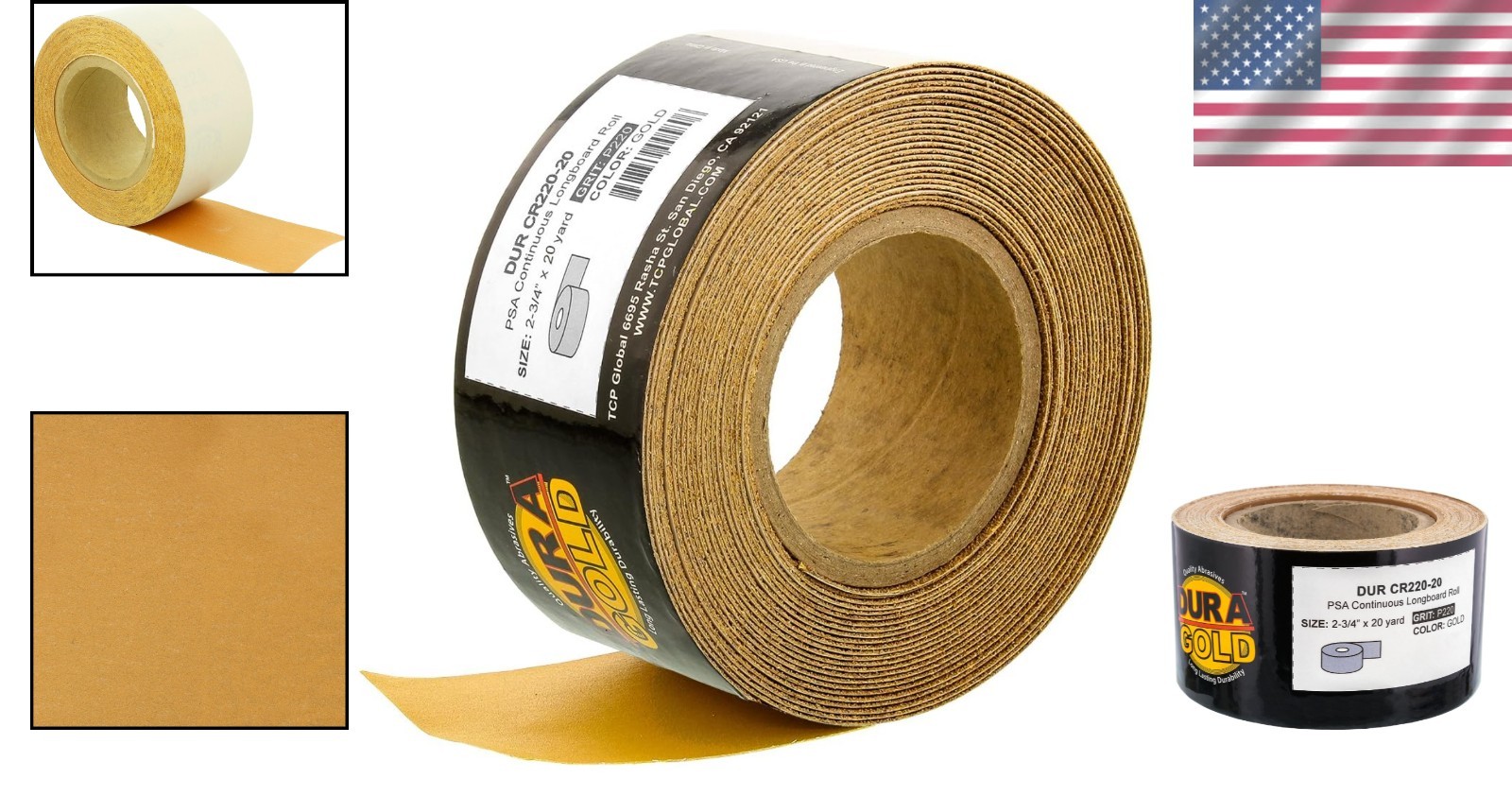High-Quality 220 Grit PSA Stickback Sandpaper Roll, 20 Yds