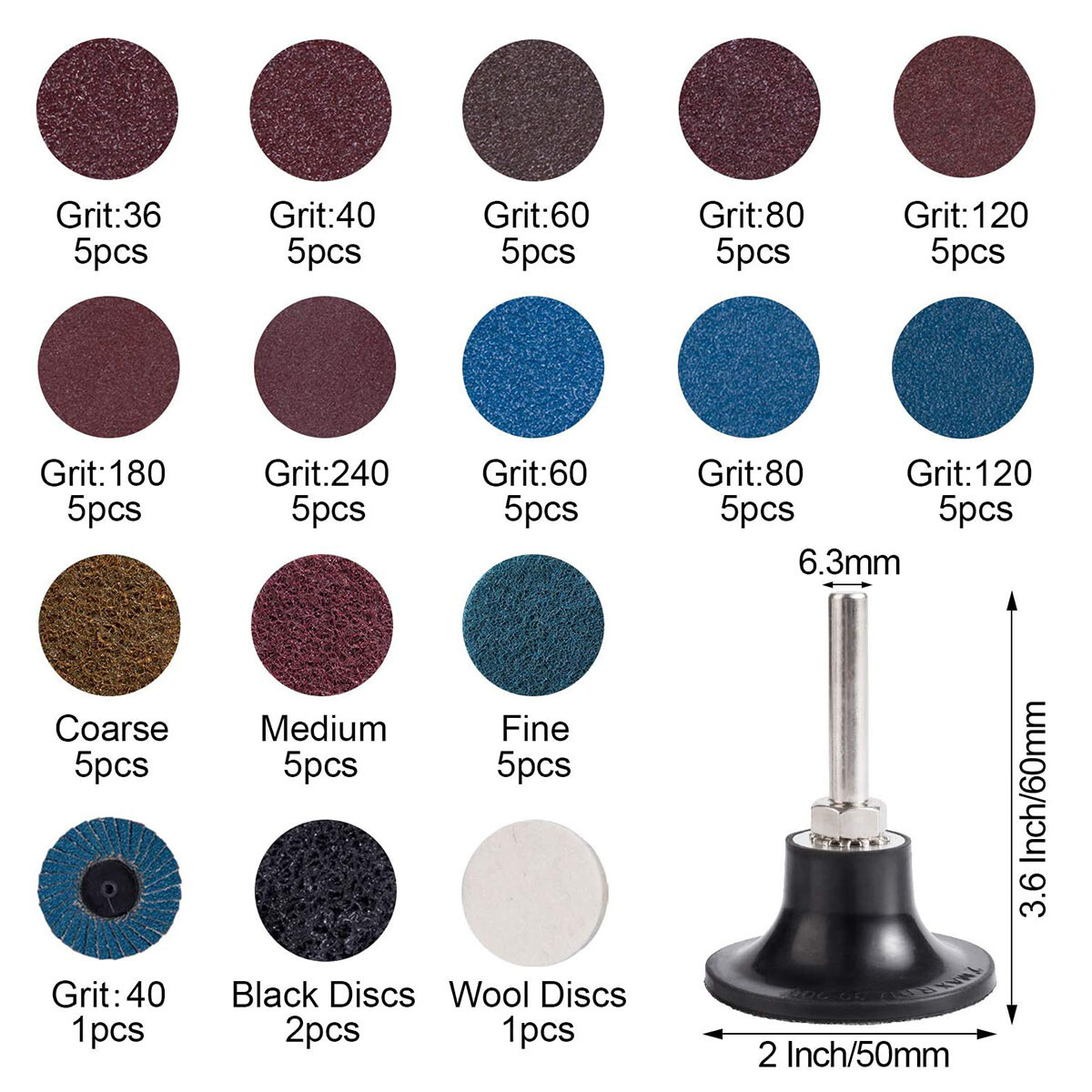 71x 2 Inch Roll Lock Sanding Discs with 1/4″ Holder for Die Grinder Quick Change