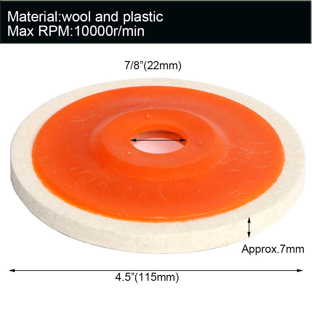 4.5″ x 7/8″ Inch Wool Felt Disc Polishing Buffing Wheel Pad 4.5 inch 7pcs