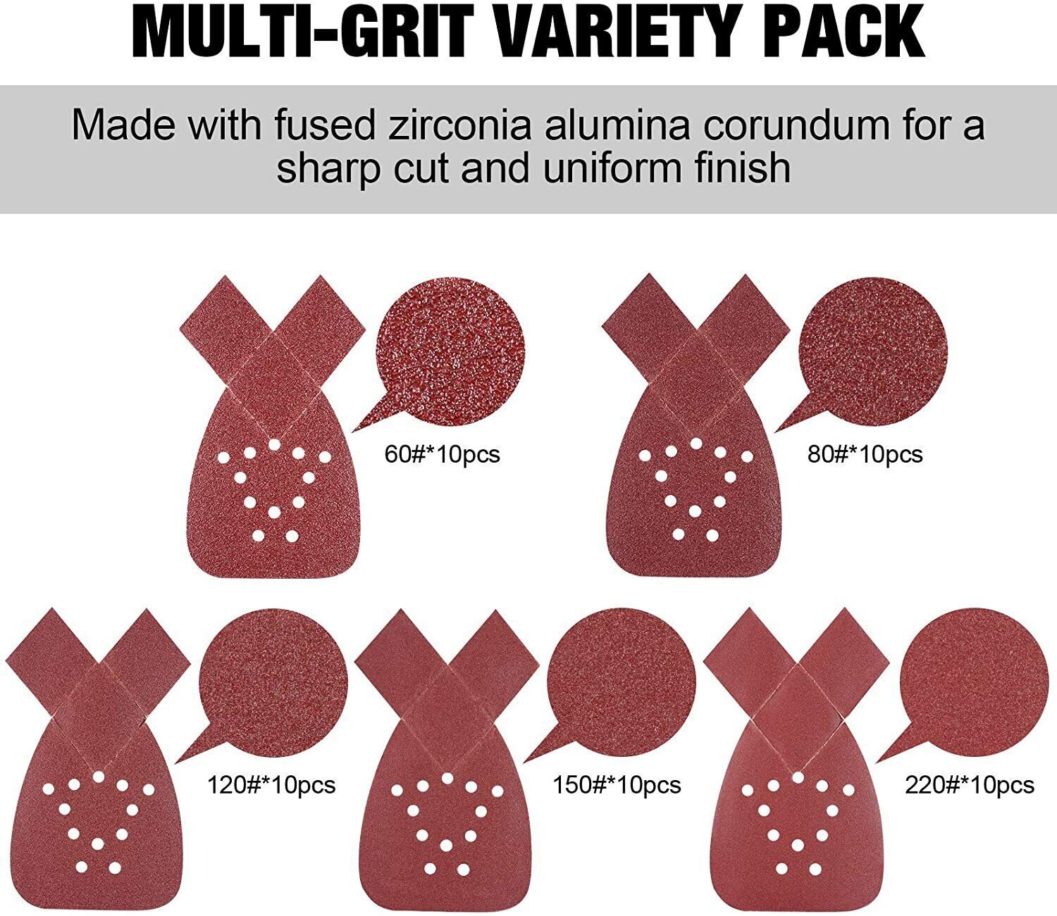 53Pcs Sander Sandpaper 60-240 Grit Mouse Sanding Pads Hook and Loop Sanding Pads