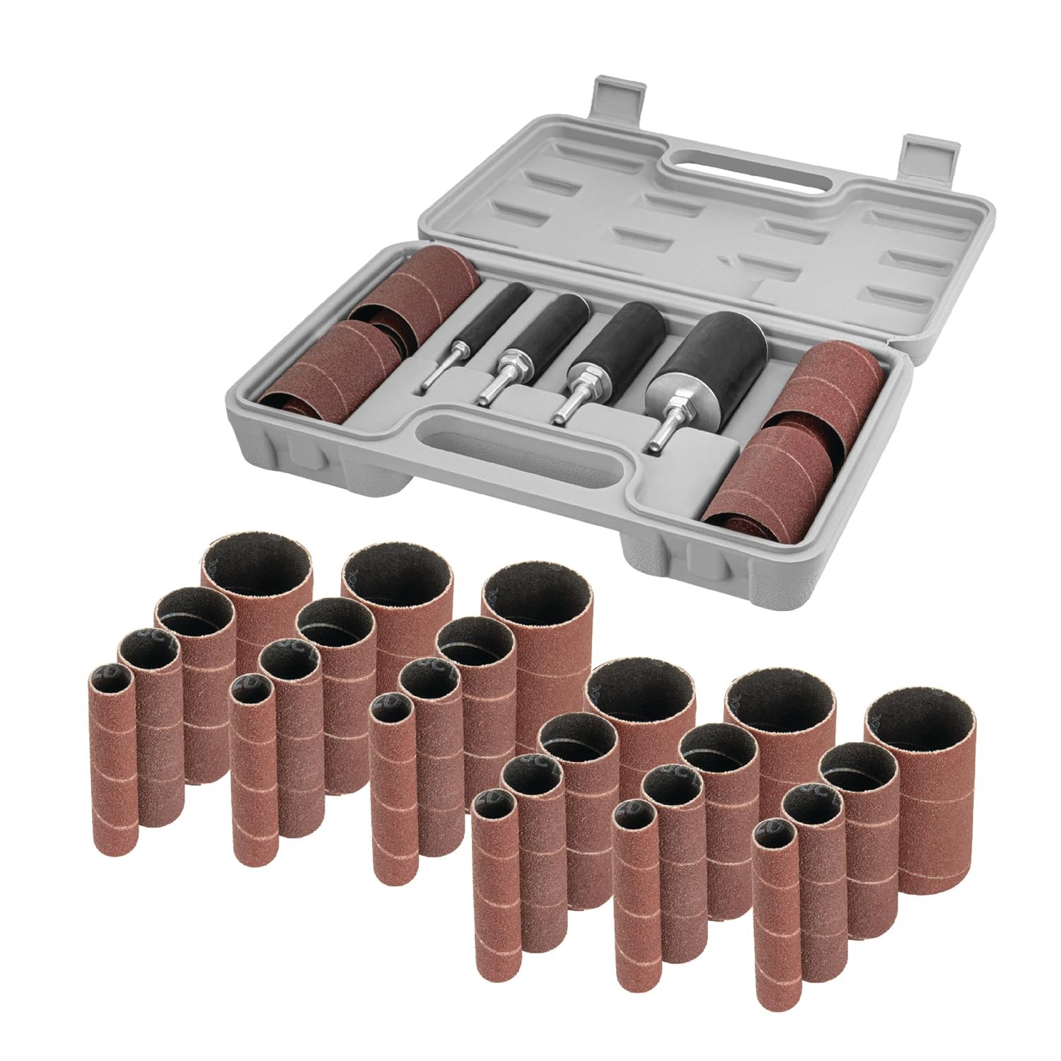 71634 20-Piece Drill Press Sanding Drum Kit w/ ¼ and 1/8 inch Shanks, Spindle
