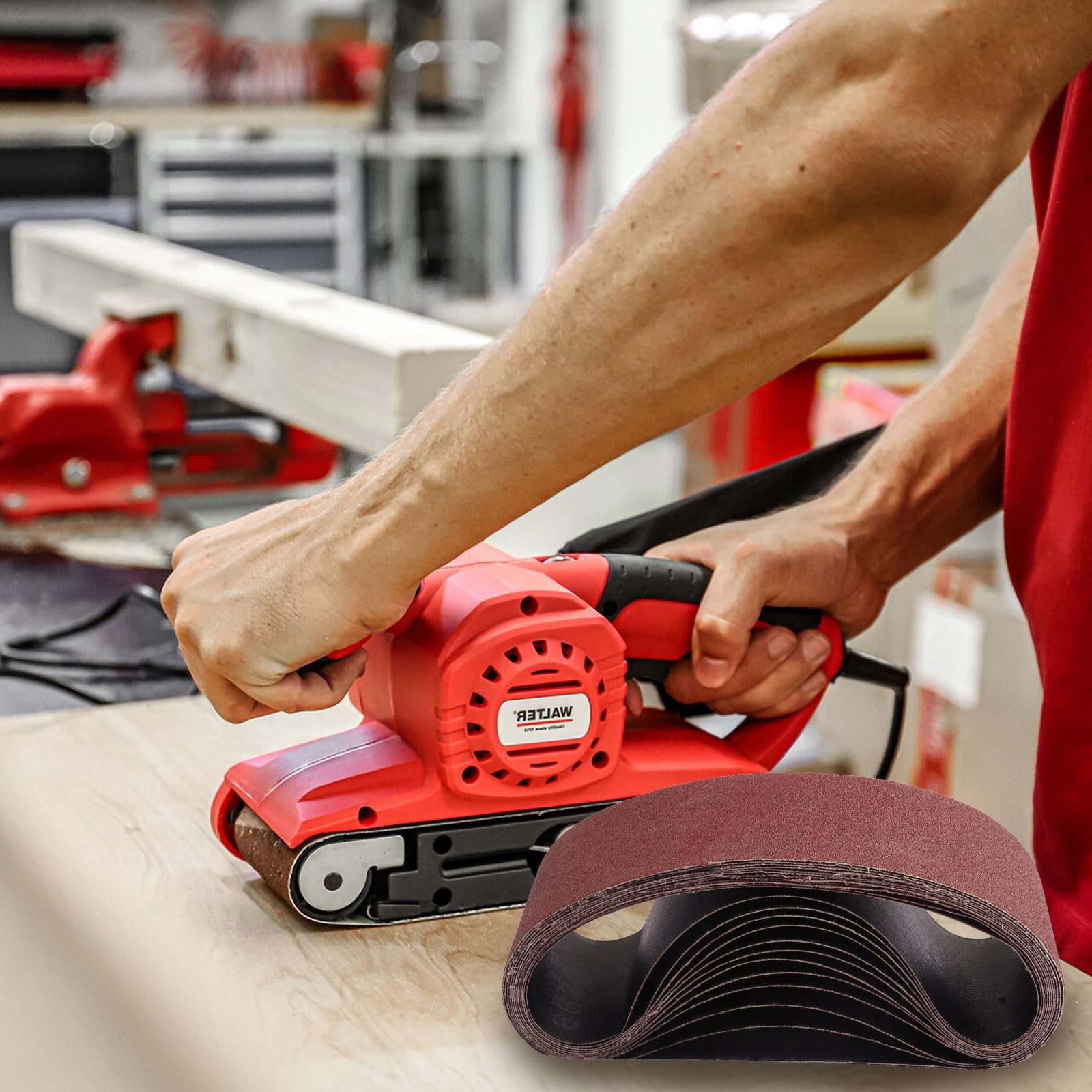 Vesagrin 4 x 24 Sanding Belts 12PCS Belt Sander 4x24inch 80 120 150 Grit, Red