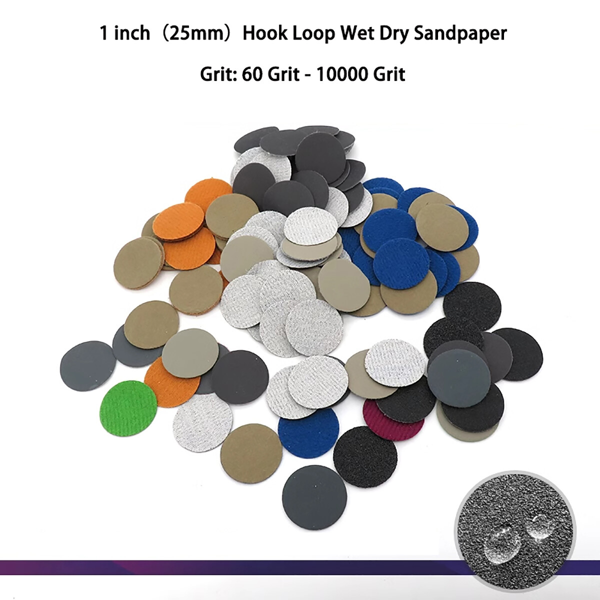 Mini 1 inch（25mm）Hook Loop Sanding Discs 60 – 10000 Grit Wet Dry Sandpaper