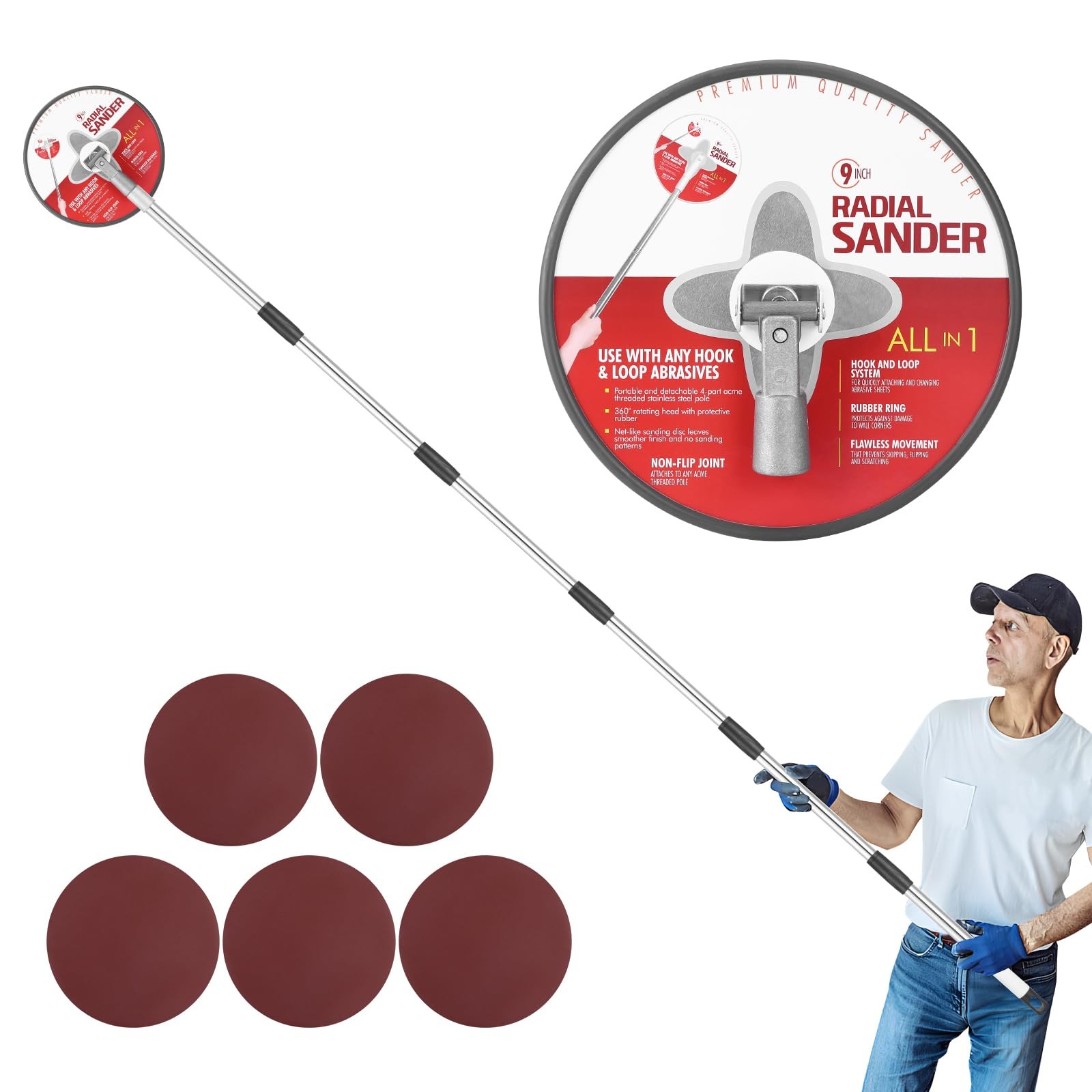 Sander for Drywall, 93Inch Drywall Sanding Pole for Sanding Joint Compound an…