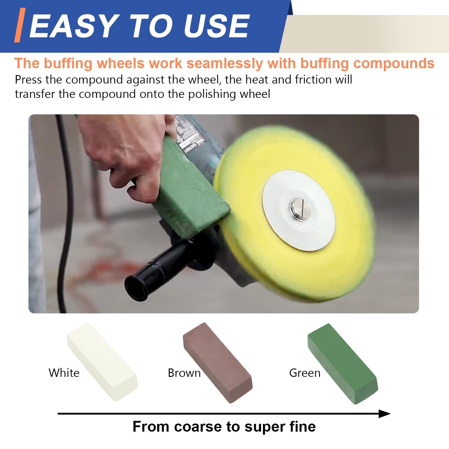 Angle Grinder Buffing Wheel Set with Polishing Compounds