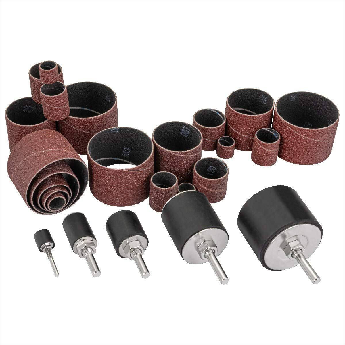 25PC 1/2″ – 2″ Spindle Sanding Drum Kit Sleeves Set for Drill Press Sander Paper