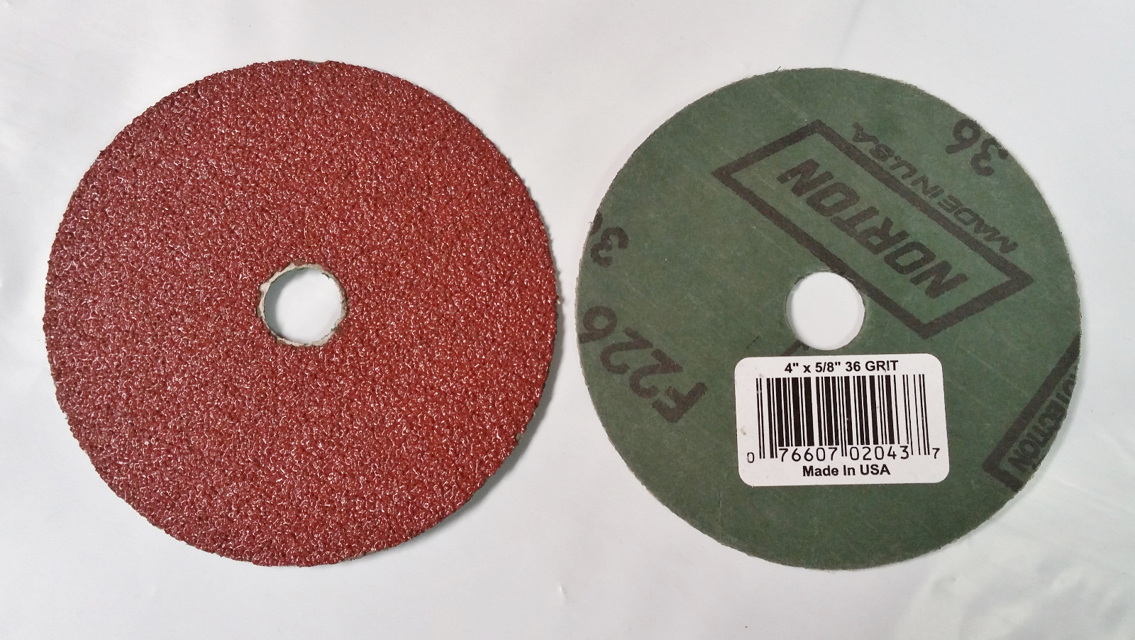 4″ x 5/8″ Fiber Resin Sanding Disc, A/O, Norton, 50 pack, You Choose Grit