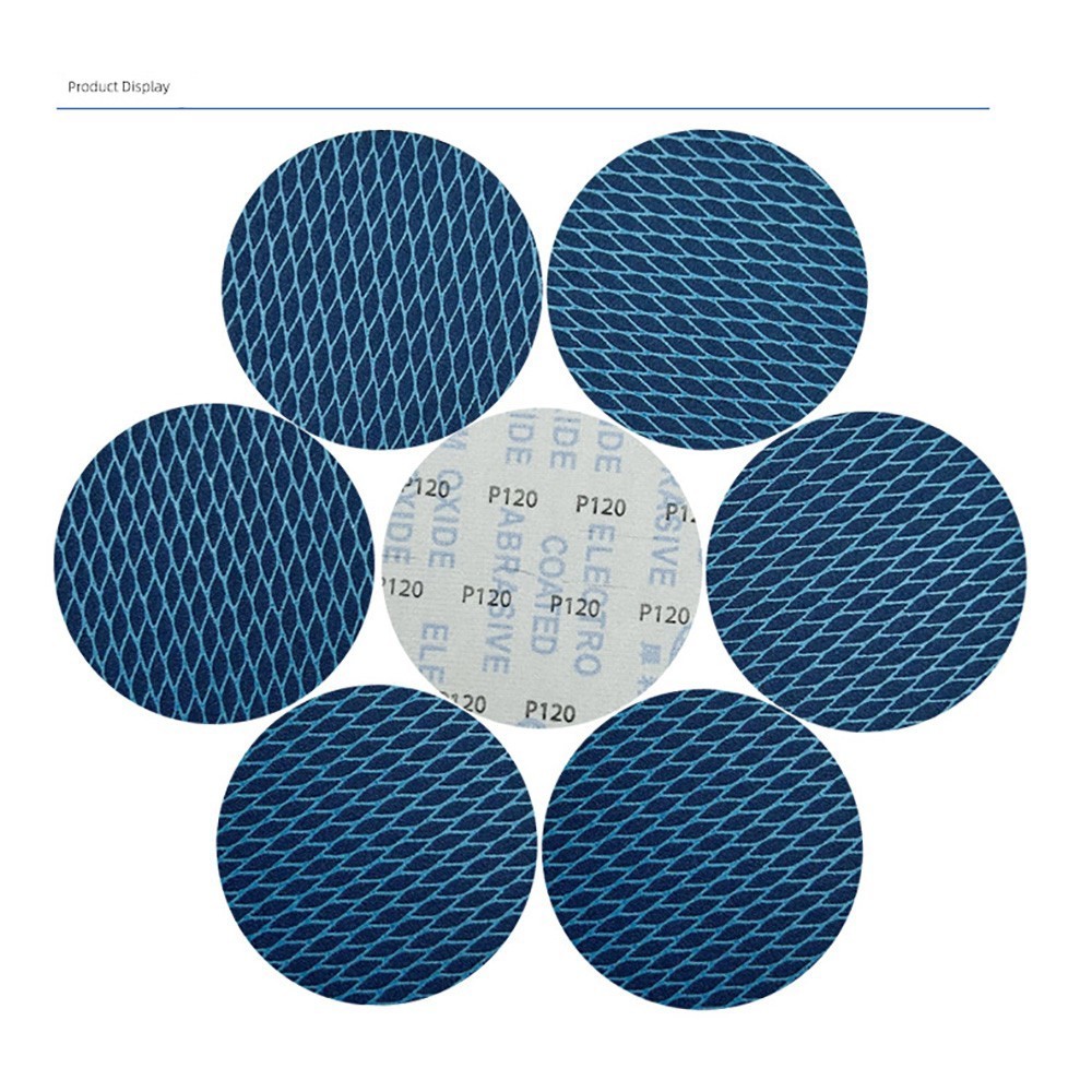 100pcs 125mm Eccentric Sanding Discs Hook and Loop Sandpaper Blue without Holes