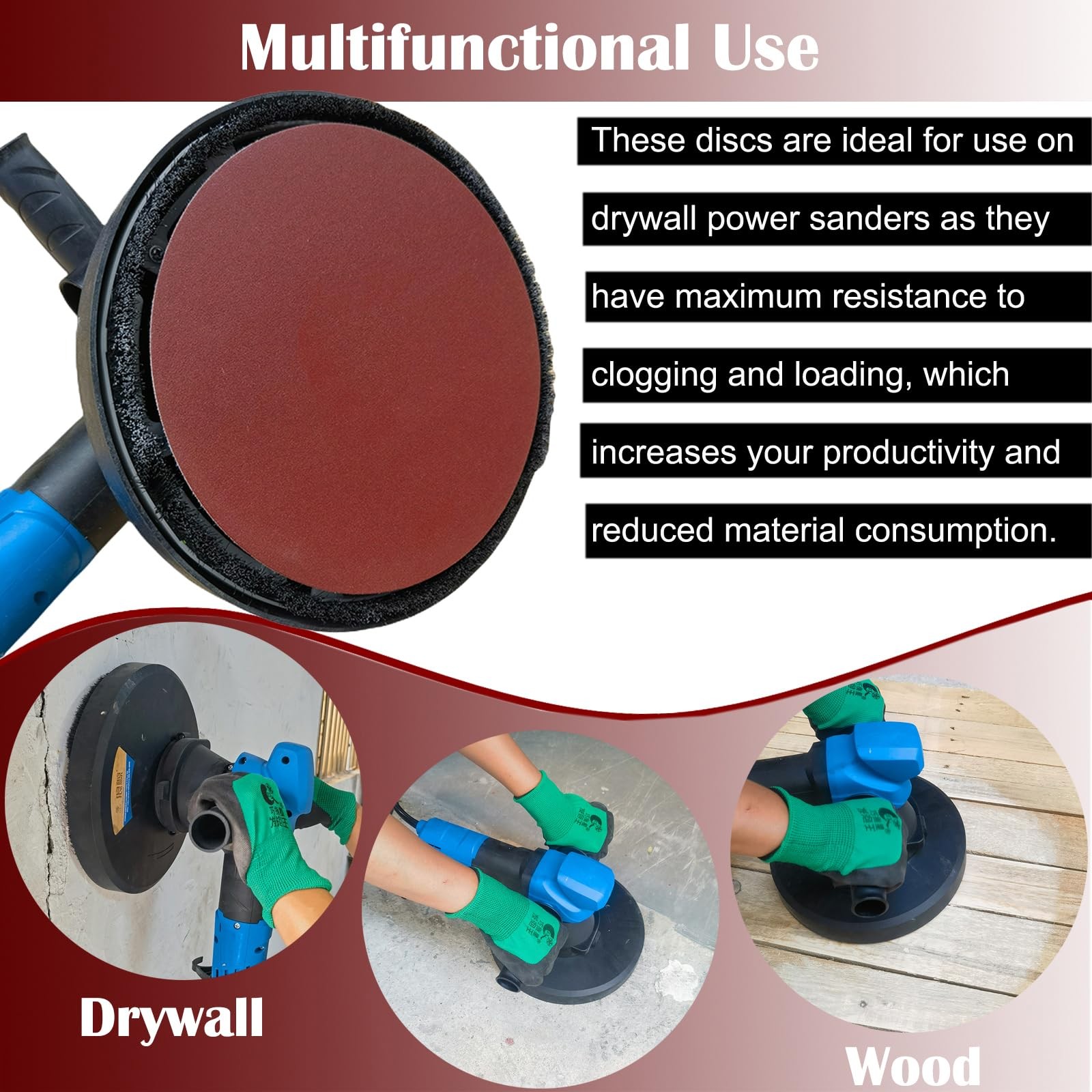 50 Pack 7 Inch 150 Grit Hook-and-Loop Sanding Discs Sandpaper -7″ Aluminum Ox…