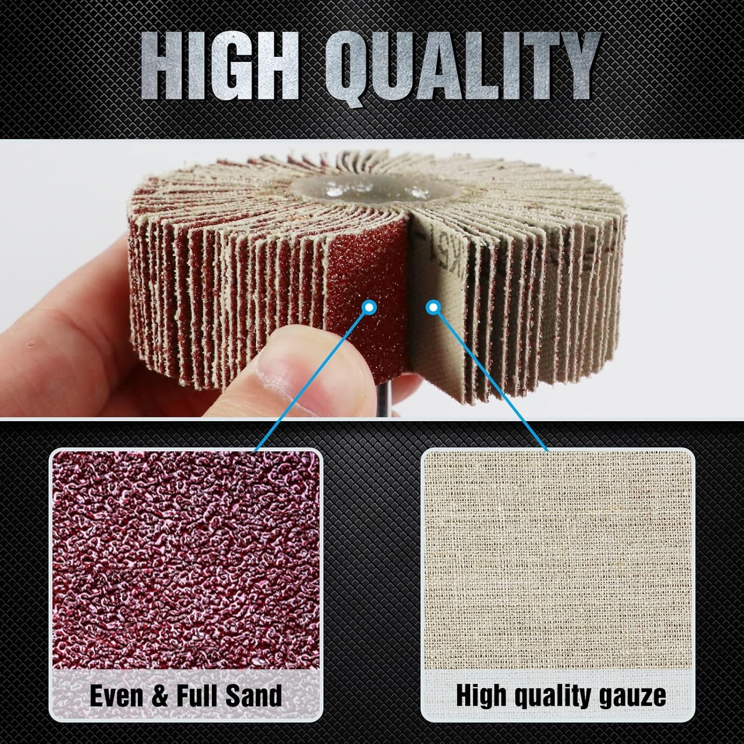 20 Pcs Flap Wheel Sander Set 80 Grit Sanding Wheel for Drill 1/4″ Shank for Meta