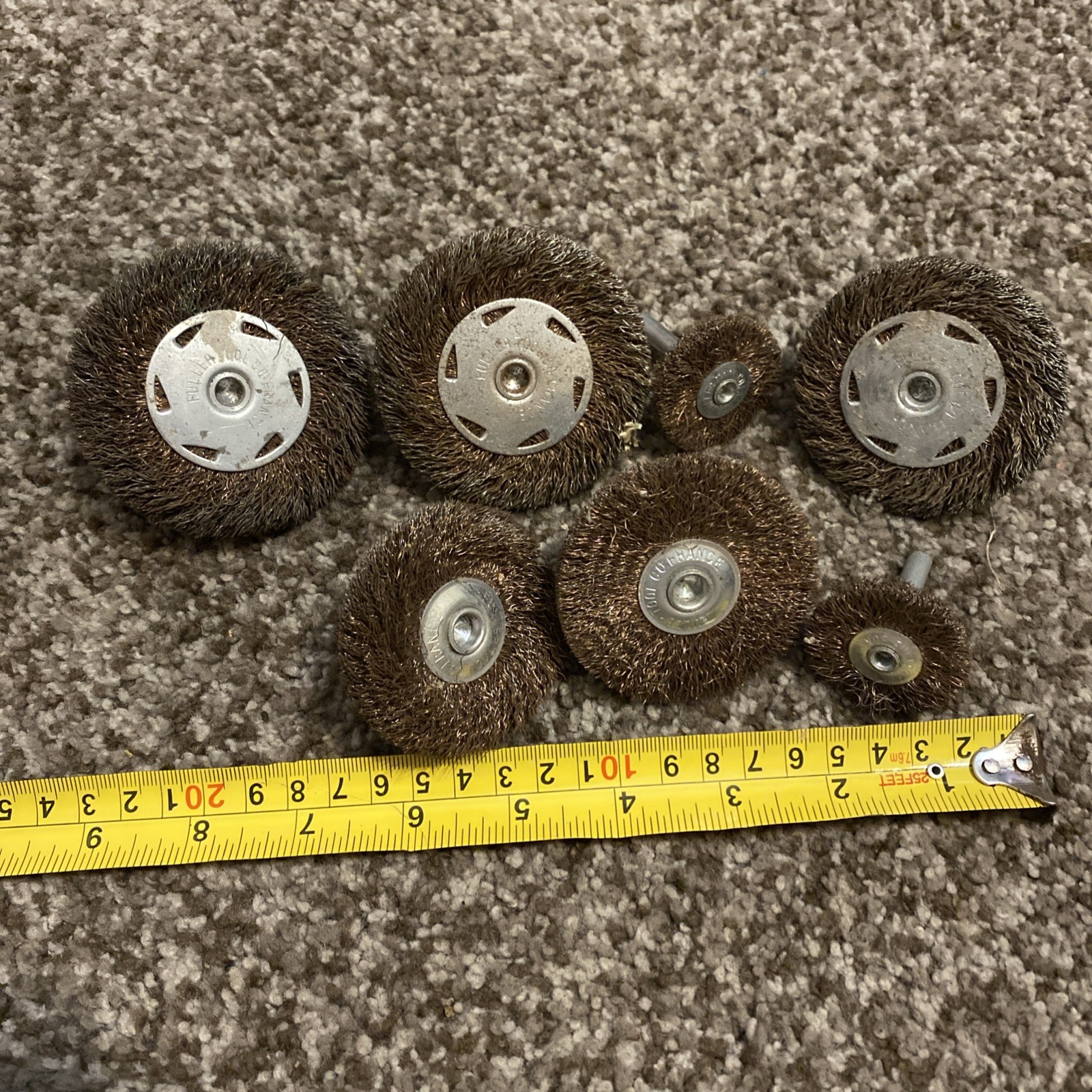 VTG FULLER TOOL CO – Lot of 7 Wire Wheel Brush Bits Cup – Varied Sizes -RARE