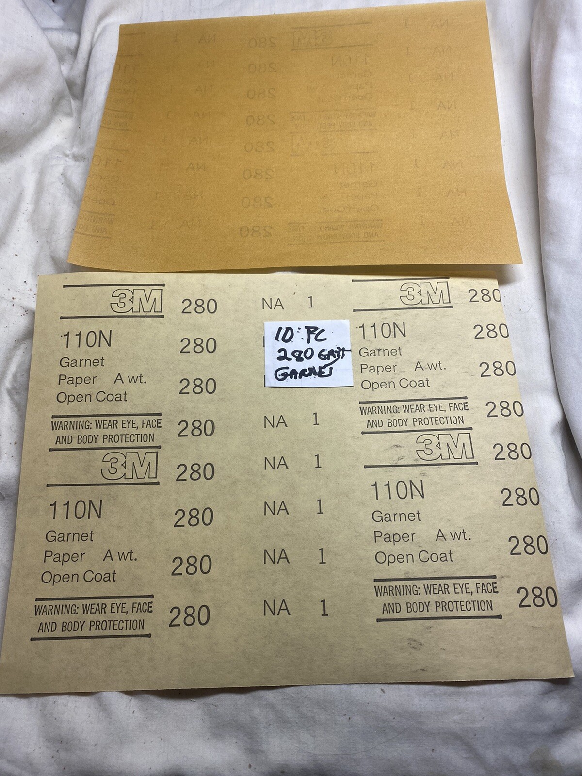 10 Sheets 9″x 11” 280 Grit Garnet Sandpaper Sheets New Old Stock