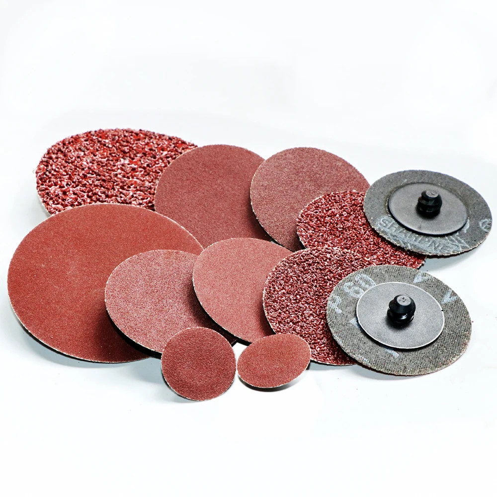 40PCS 25/50/75mm Roll Lock R-Type Quick Change Discs Red Grain Sanding Disc