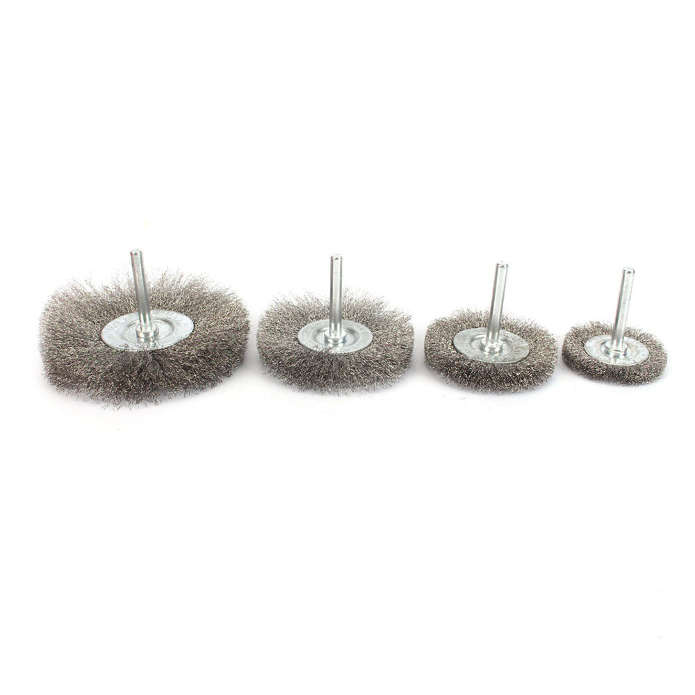 4Pc 2-4″ Crimped Stainless Steel Wire Brush Wheel Set For Polishing Rotary Tools