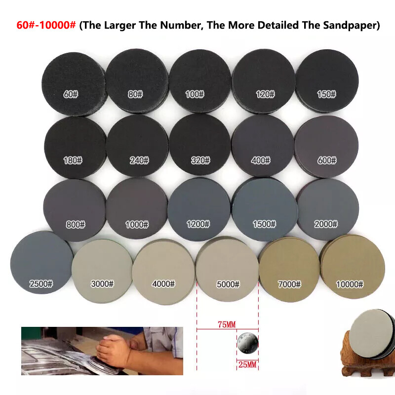 3″ 75mm Round Wet and Dry Sandpaper Wheel Pads Car Sanding Polishing 60#-10000#
