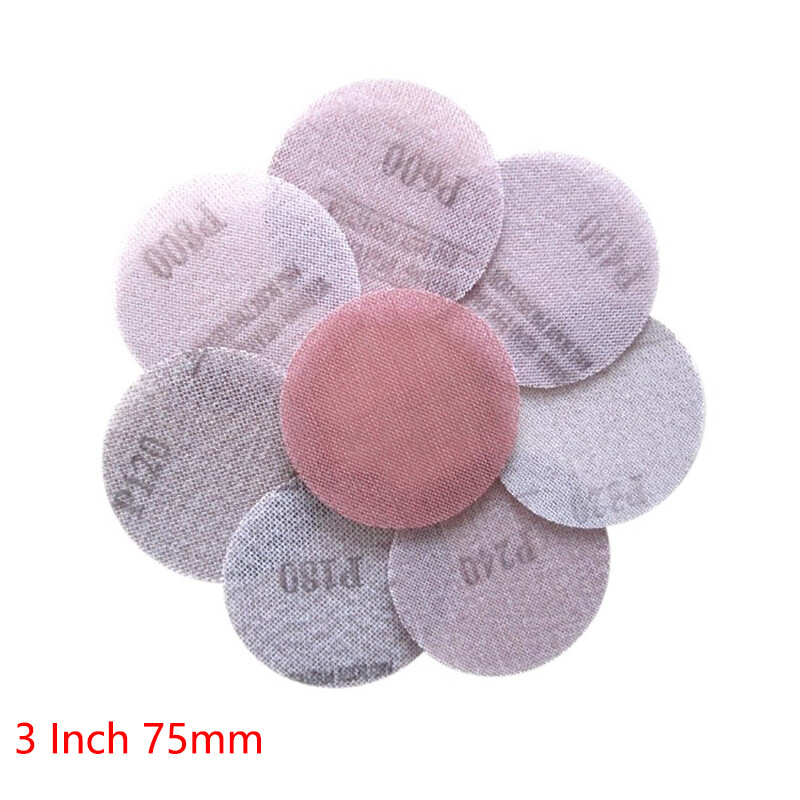 75mm 3” Dust-Free Sanding Discs Hook and Loop Mesh Sand Paper Pads 80-1000 Grit