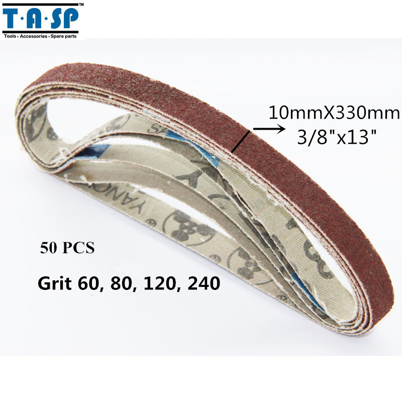 50Pcs 3/8″x13″ Sanding Belt with Grit 60 80 120 240 Power Sanding Tools