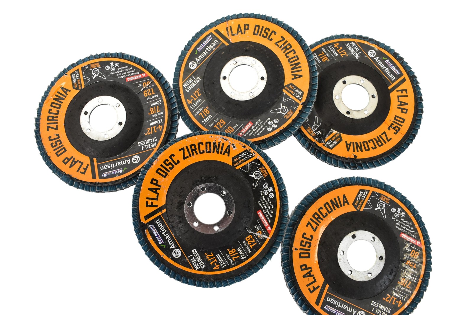 Amartisan 4-1/2 Inch Flap Disc Zirconia 60 Grit Blue 115mm 7/8 Arbor 5 Pack