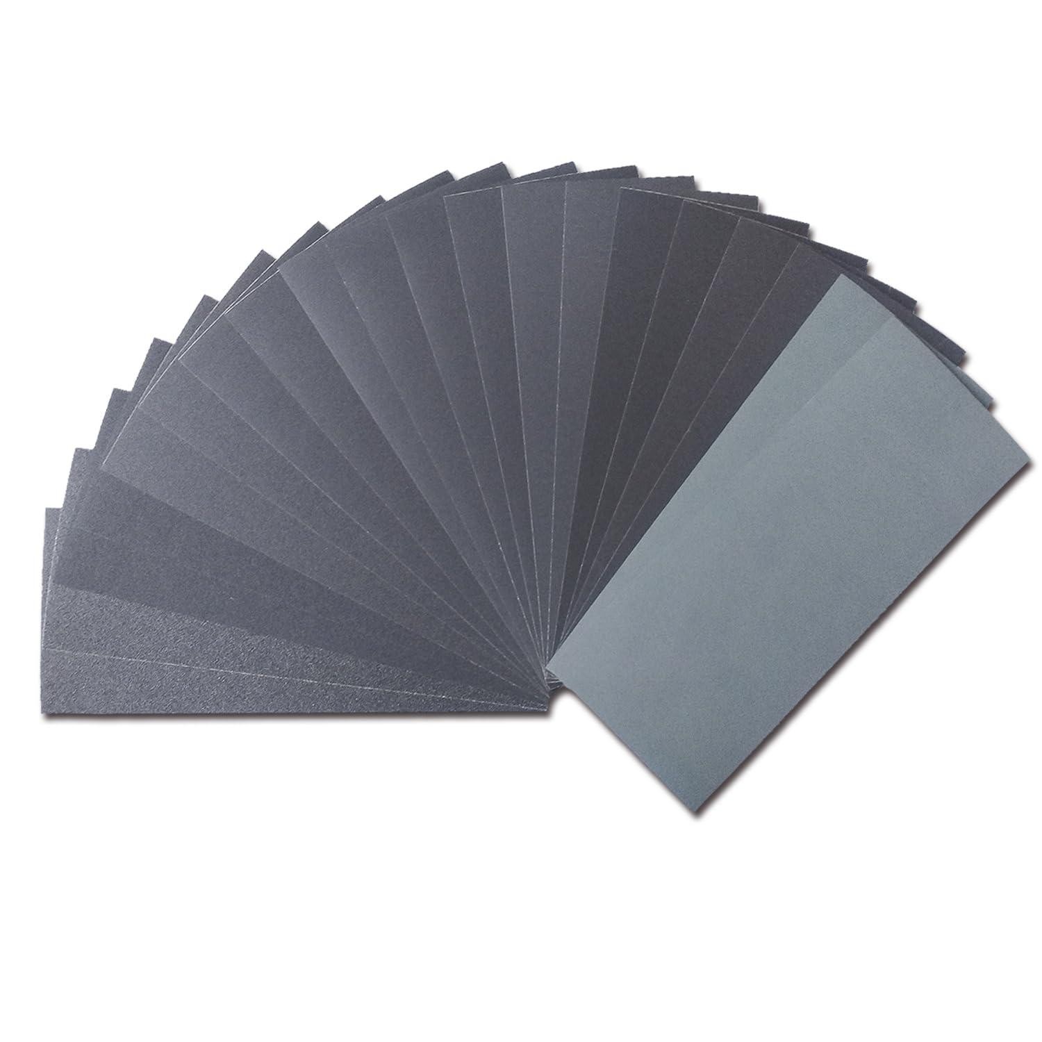 Sandpaper Variety Pack, 20pcs Sand Paper Assorted for Wood Metal Sanding, Wet Dr