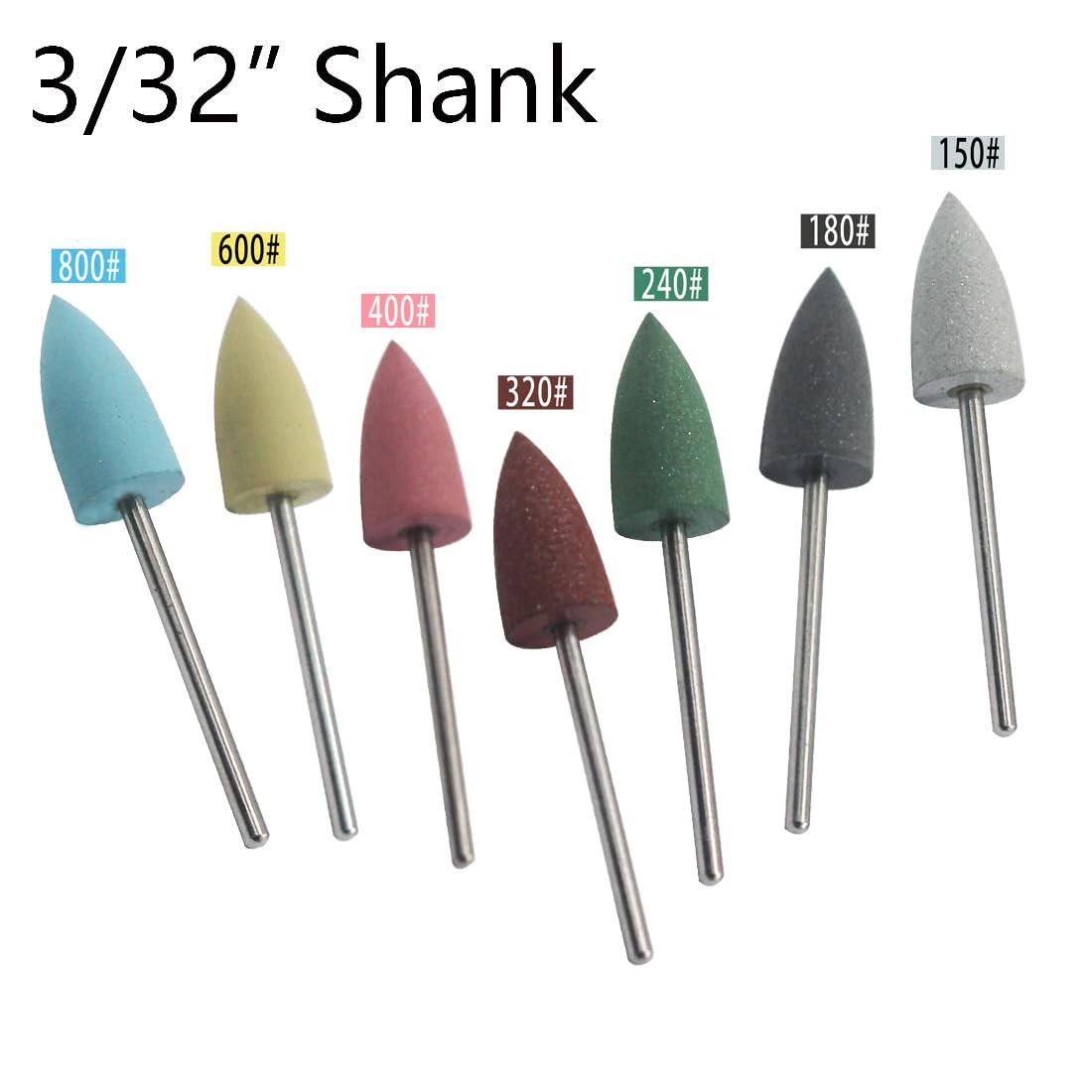 Luo ke 35 Pcs 10mm Bullet Shape Rubber Polishing Bits, 3/32” Shank Silicone …