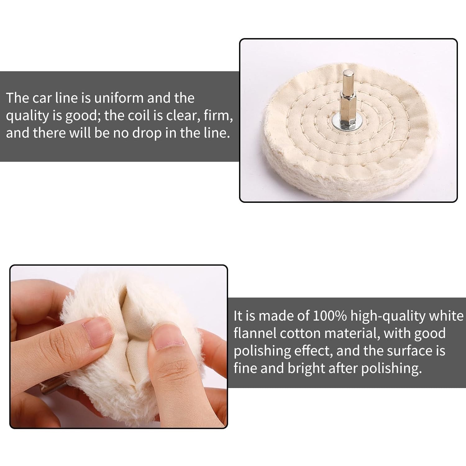Professional Polishing Wheels for Drill – 11 Piece Cotton Buffing Set