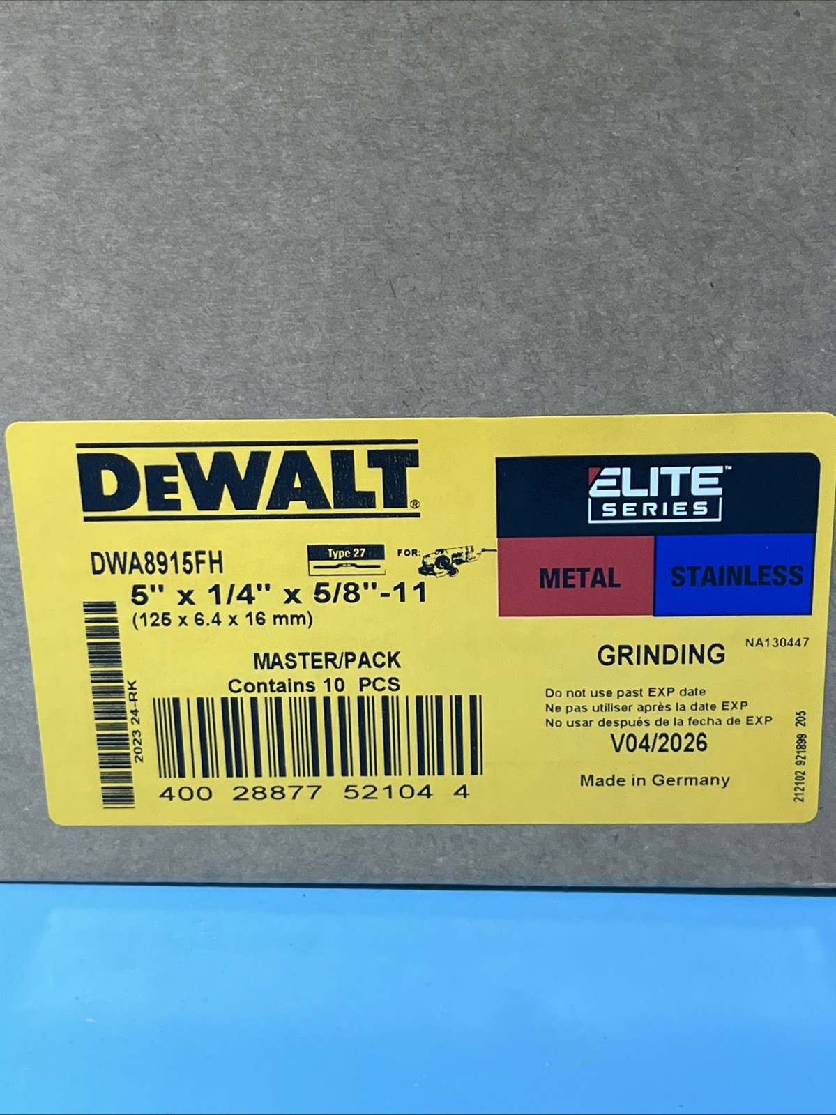 10 DEWALT Elite Series 5″ Grinding Wheels DWA8915FH 5/8″-11 Threaded Hub