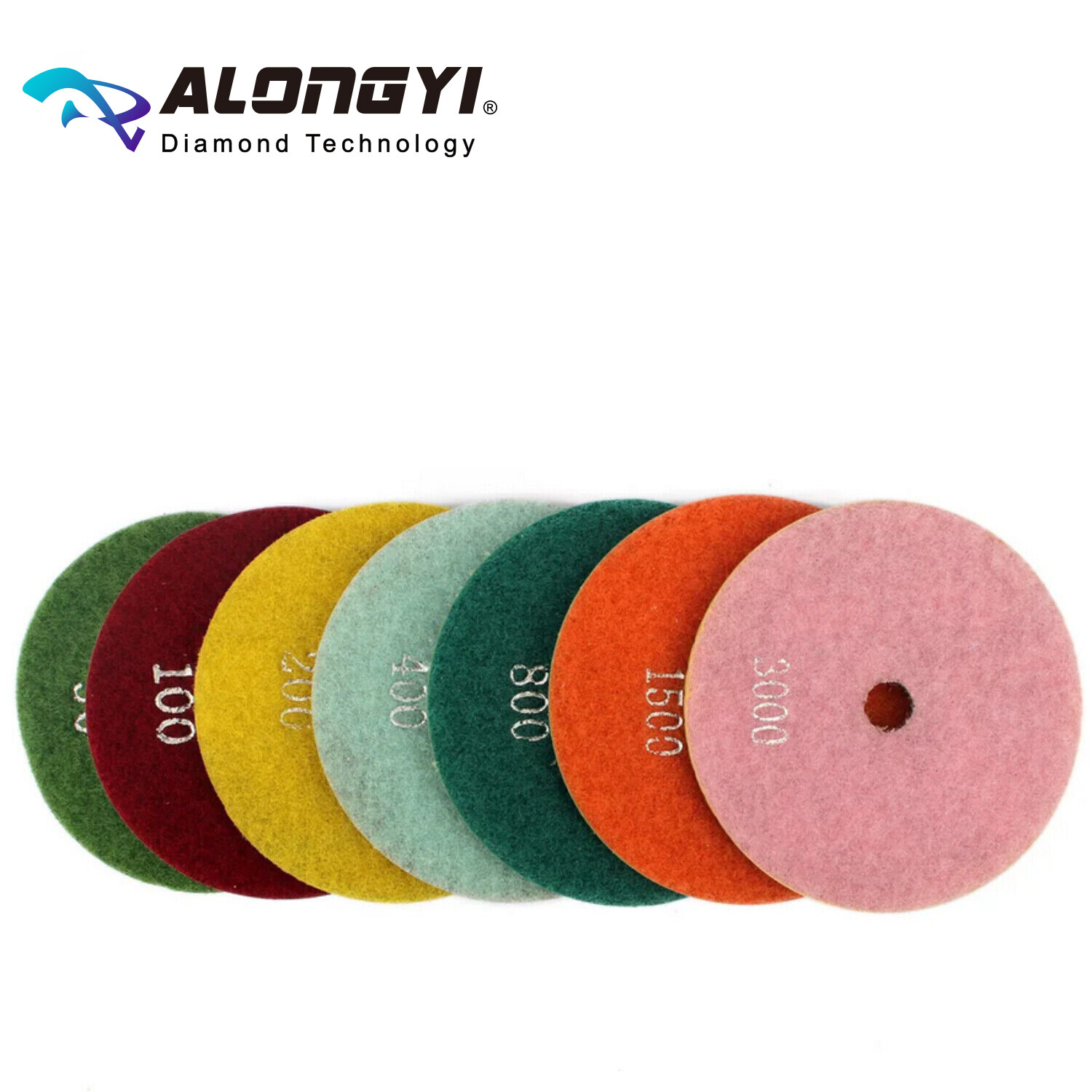 7 Pieces 4″ 100mm Wet Polishing Pads Flexible Diamond Polishing Disk
