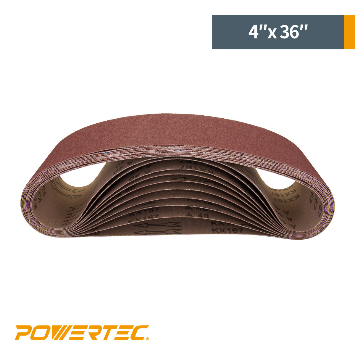 POWERTEC 4 x 36″ AO Sanding Belts Assortment 60 80 120 150 240 400 Grits – 18pcs