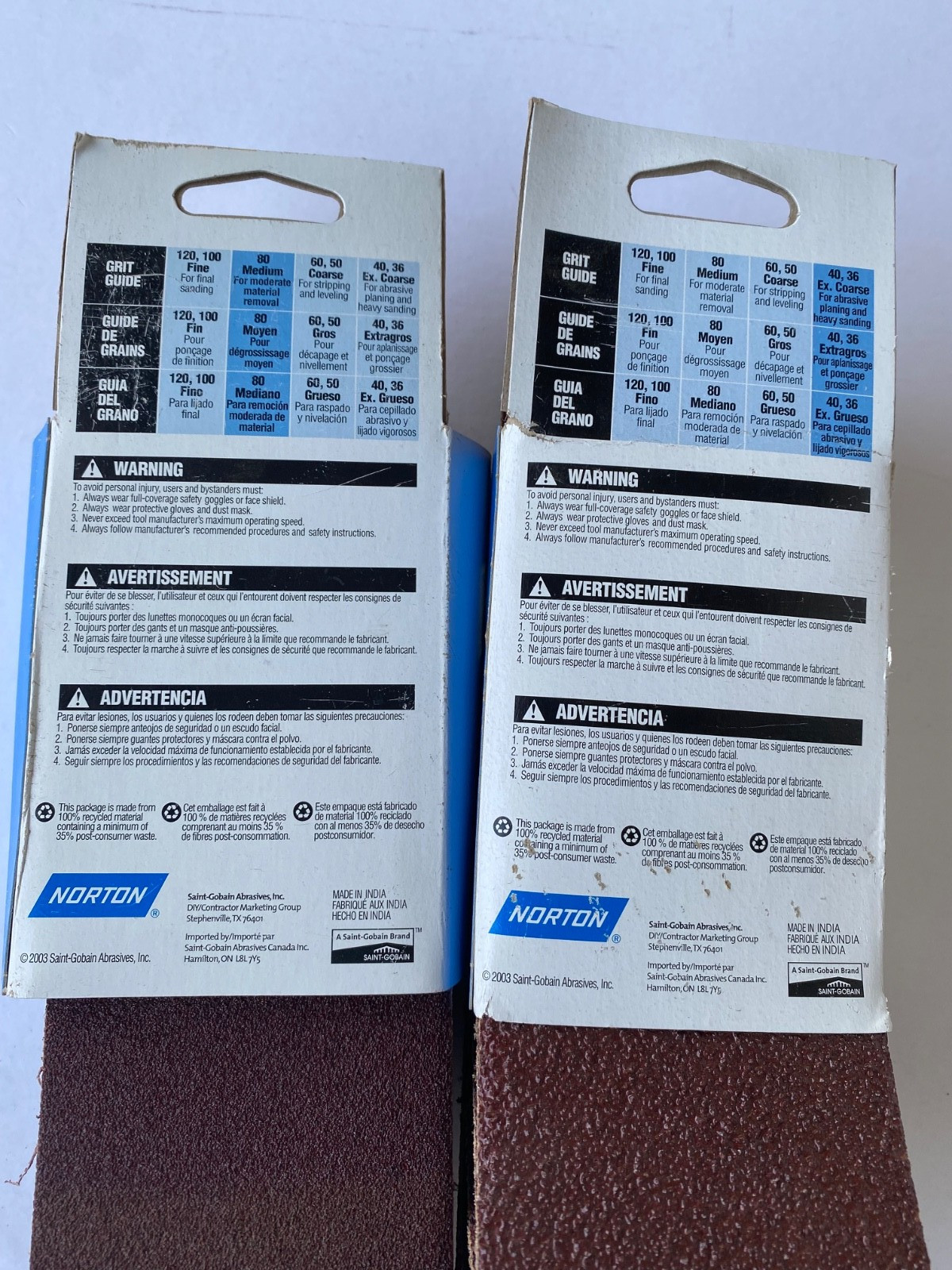2 Pack Norton sanding belts, 3″ x 21″ , 80 grit & 36 grit- 10 Belts in Total