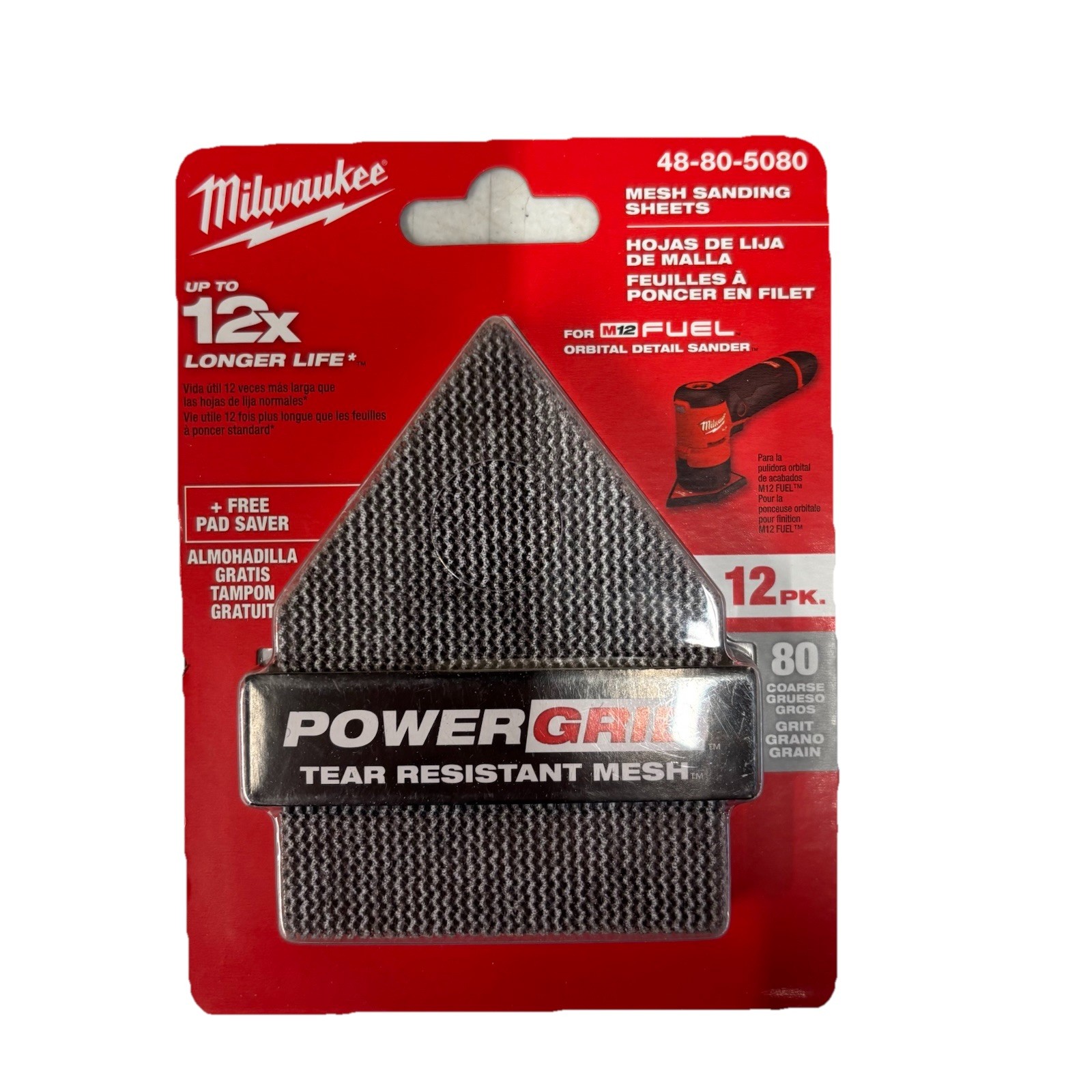 Milwaukee 48-80-5080 80 Coarse Grit Mesh Sanding Sheets 12PK (3 count/36 sheets)