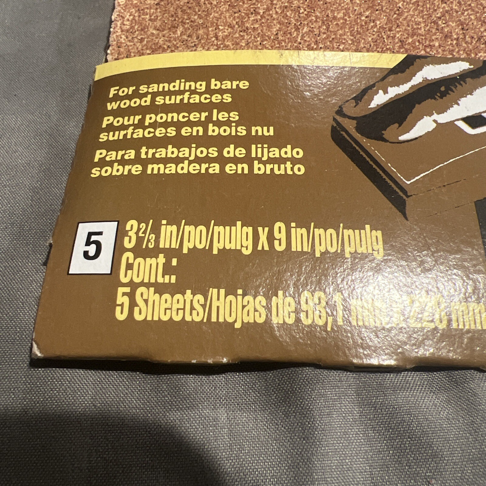 3M Sandpaper, 9 in x 3-2/3 in, 60 Grit, Coarse Grade, 5 pack