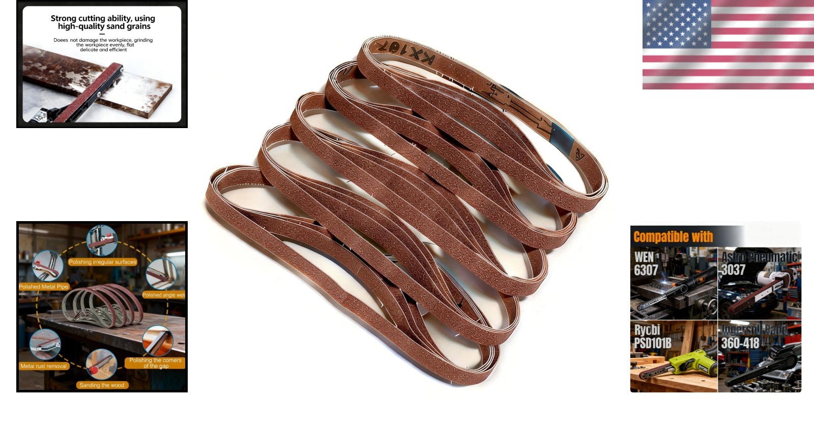 Complete 20-Piece Sanding Belt Set – 1/2 x 18 Inches for Wood & Metal Finishing