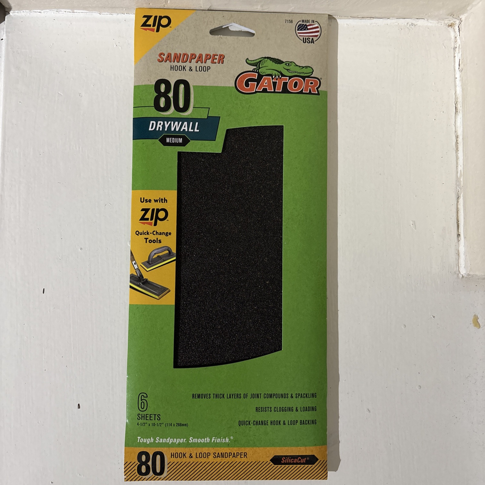 Gator Hook and Loop Drywall Sandpaper Medium 80 -Grit Sheet Sandpaper 4.5-Inches