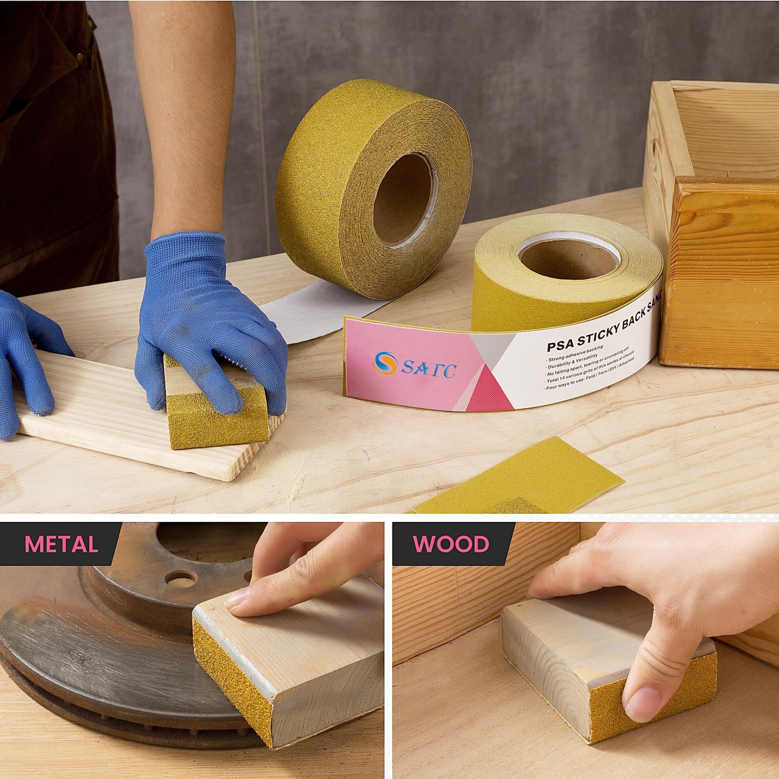 S SATC 320 Grit PSA Pink Longboard 2-3/4″ Wide by 20 Yard Long,
