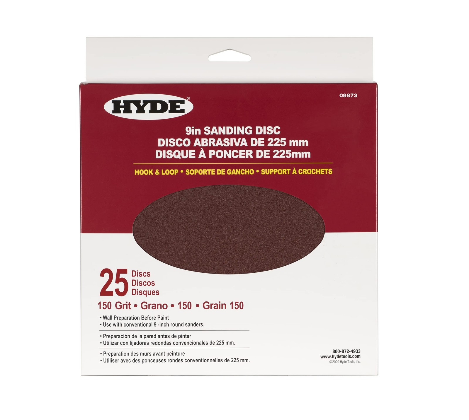 Hyde Round Abrasive Sanding Disc, 9″ 150 Grit, 25 Pack fits 25 Pack, brown