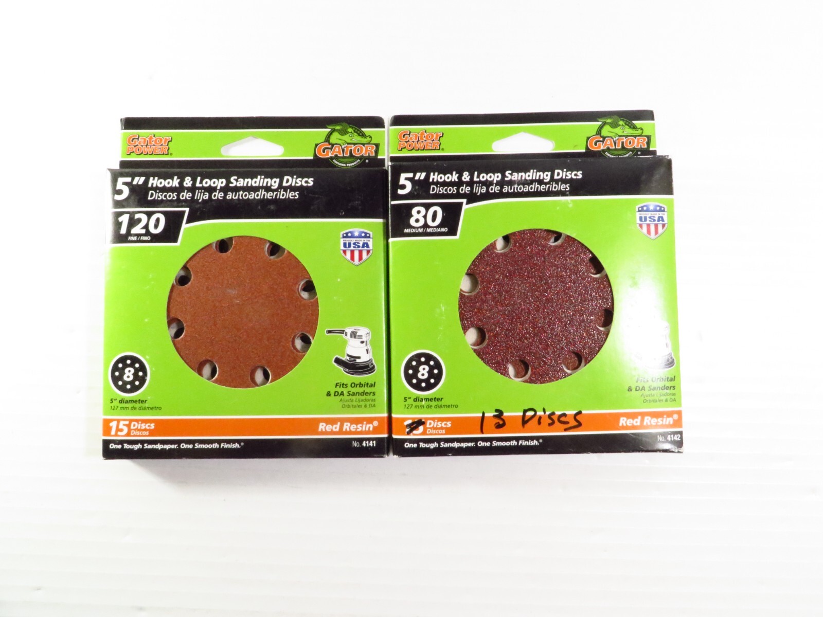 Gator 5″ Hook & Loop Sanding Disc: 120 Grit (15 Discs) + 80 Grit (13 Discs)