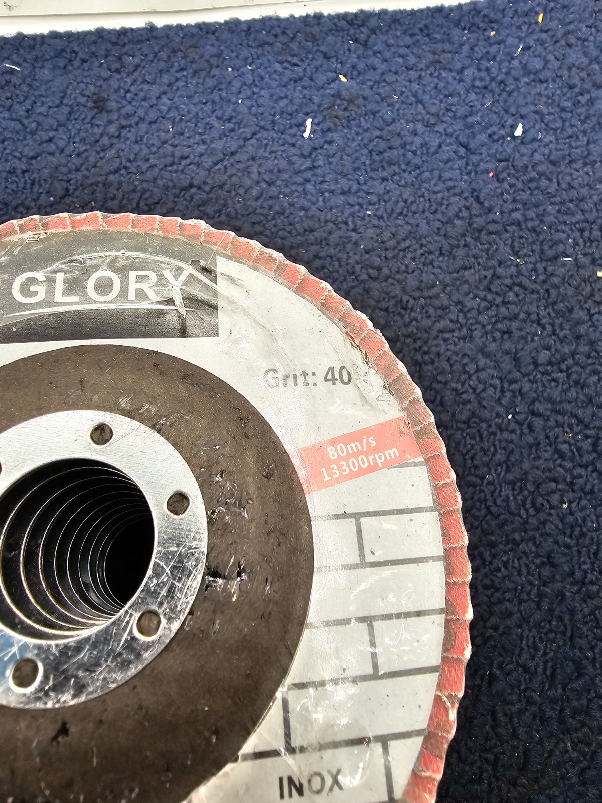 (QTY 10) GLORY EN12413: 4.5″ x 7/8″ Grit 40 Stainless Steel INOX Sanding Disc