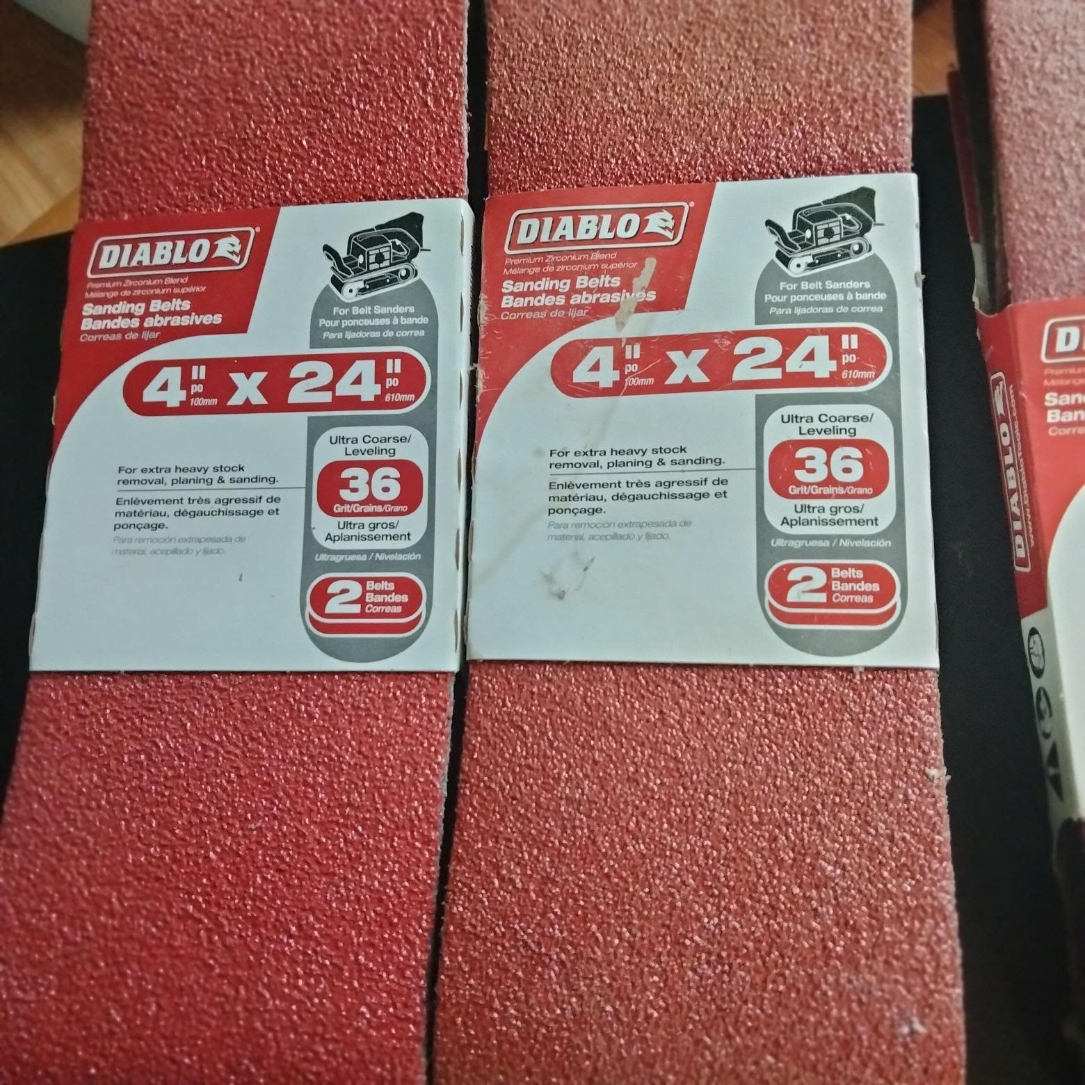 Belt Sander 4×24 belts, lot of 12, 6 (“2 packs)
