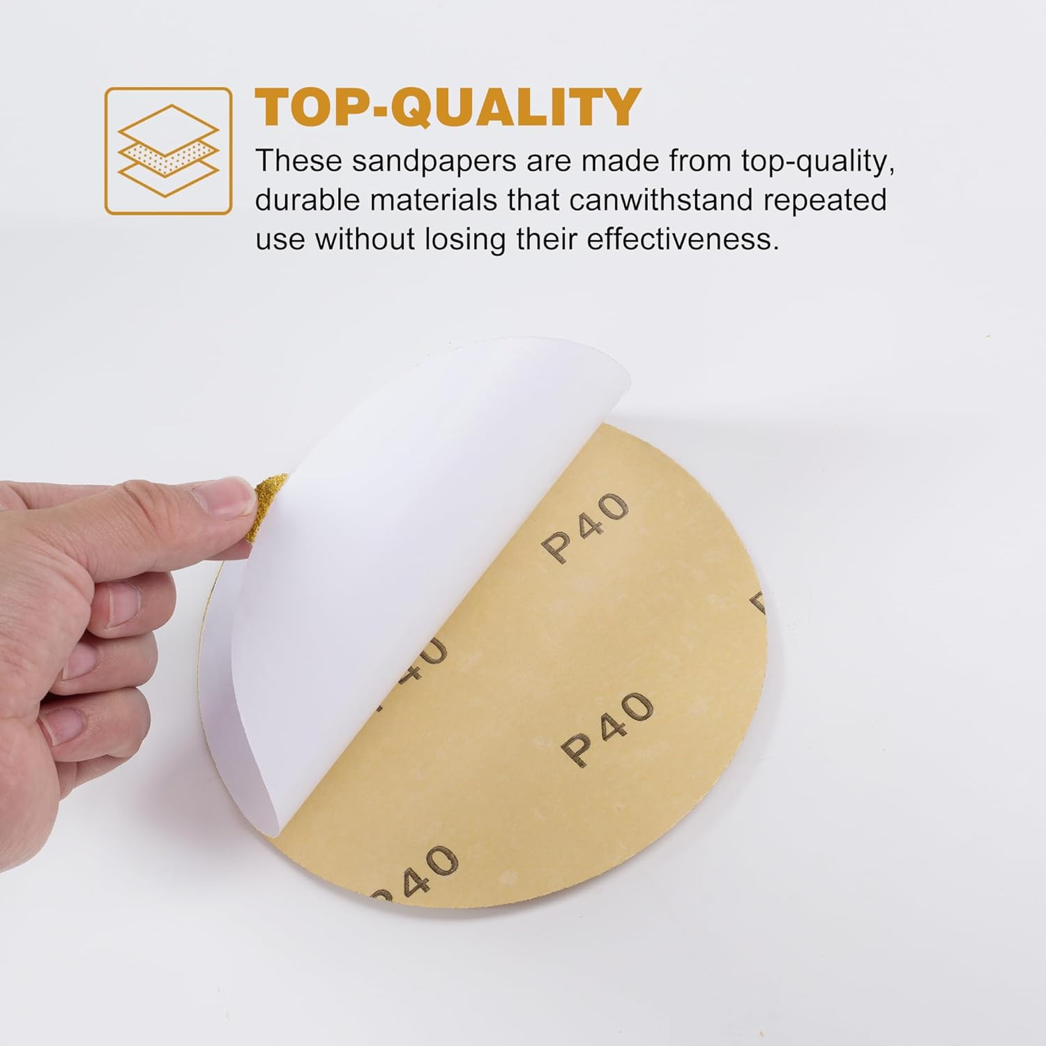 50 PCS 6 Inch Sanding Discs 40 Grit Self Adhesive Sticky-Back Sandpaper for DA
