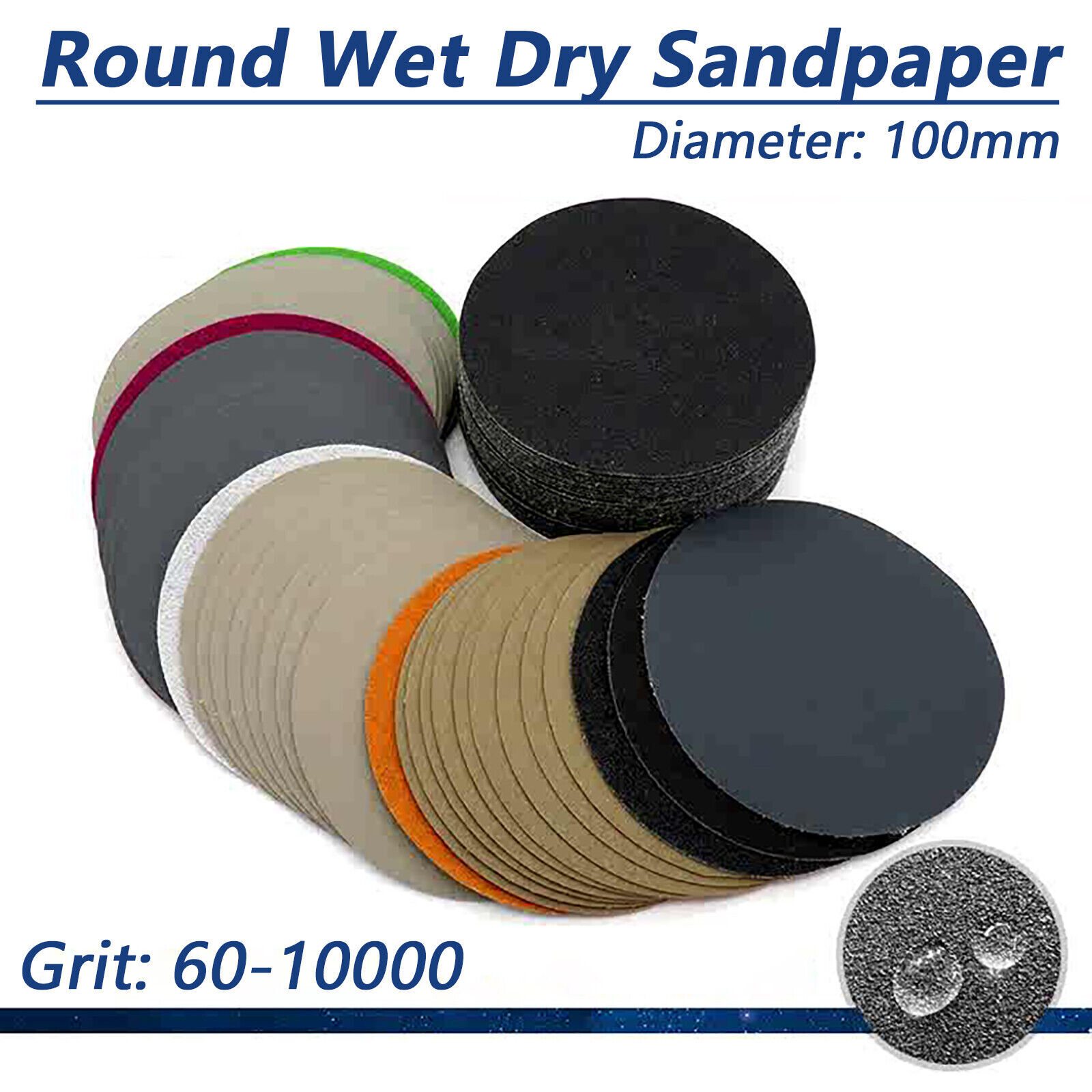 100mm 4″Wet Dry Sandpaper Sander Pad Hook & Loop Sanding Discs 60-10000 Grit