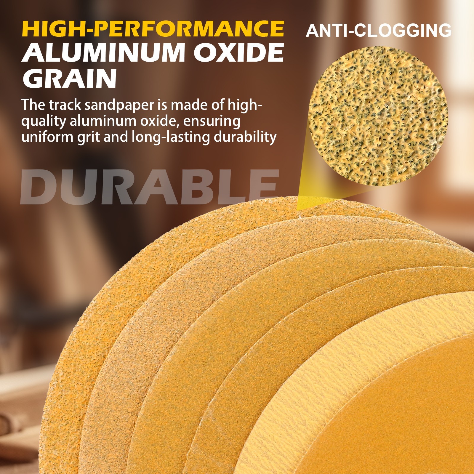 50 PACK 5 inch Sanding Discs 8-Hole Hook Loop for Orbital Sander Paper 320 Grit