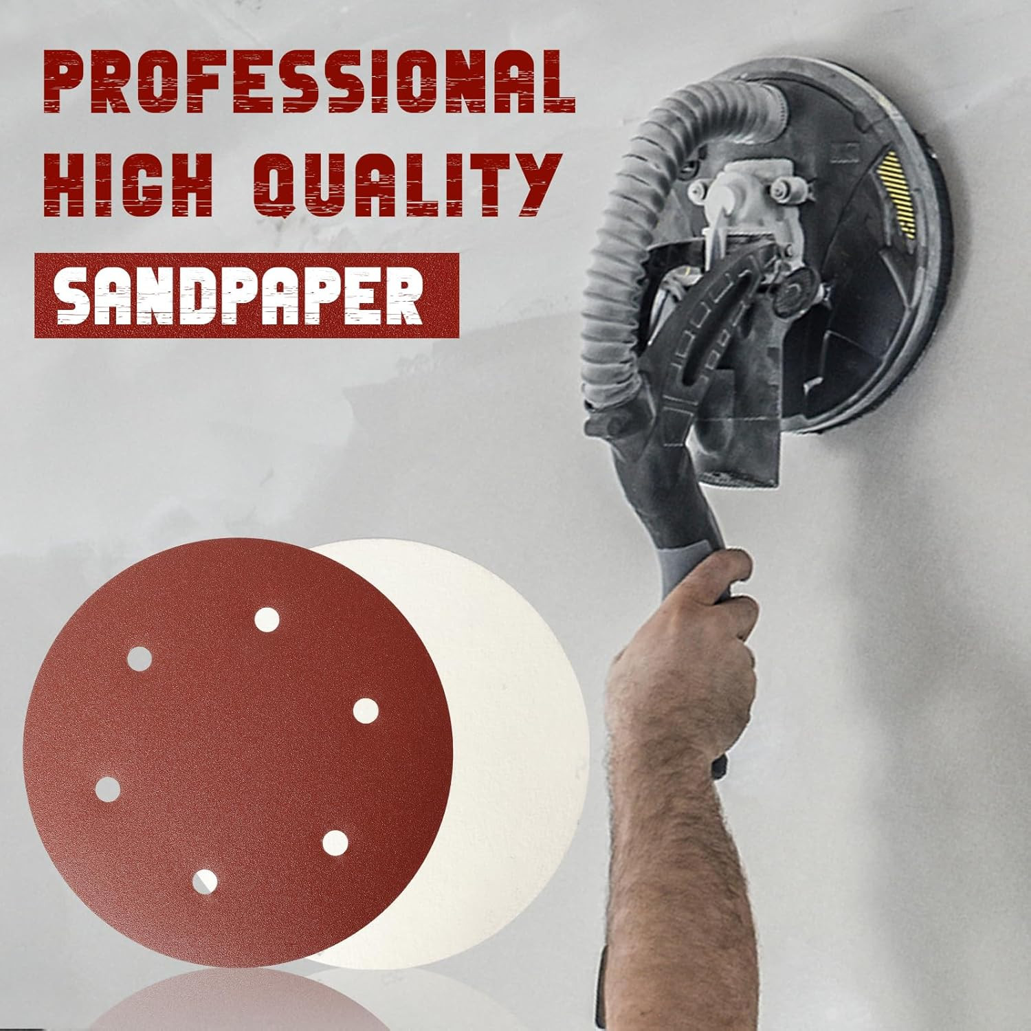 9 Inch 6 Hole Sanding Disc, 40 Grit 15 Pieces Hook and Loop Sandpaper Aluminum
