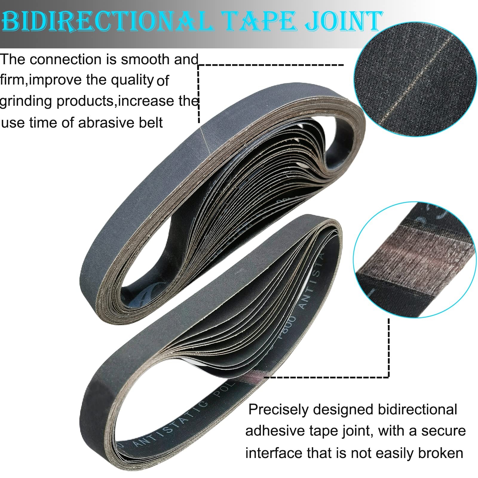 18 PCS 1 x 42 Inch Silicon Carbide Sanding Belts Assortment- 80, 1×42, Black