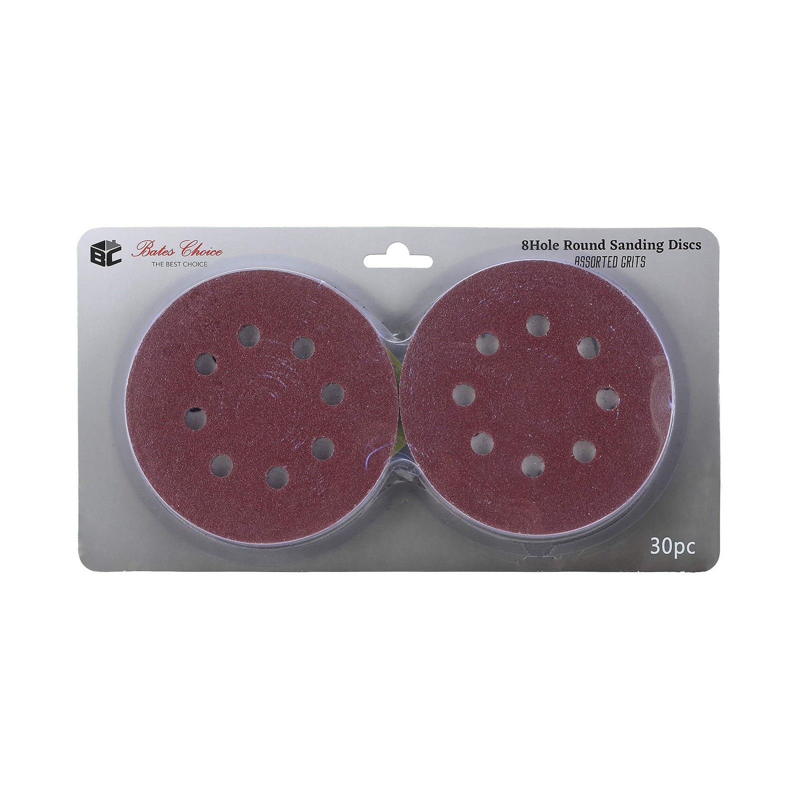 30 Pack 5 Inch 8-Hole Hook and Loop Sanding Discs Round Sand Paper Discs