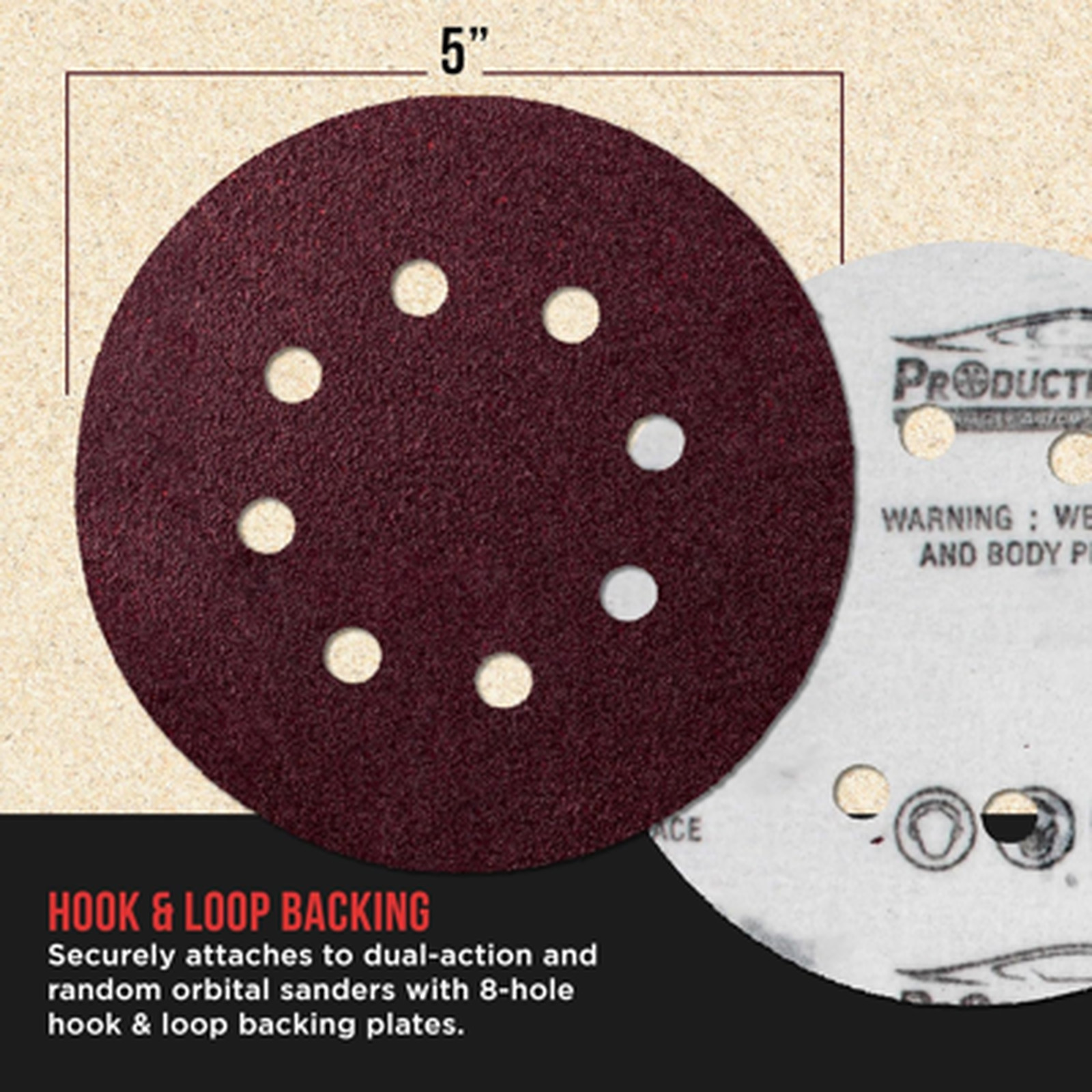 ProductionShop 5 Inch Red Sanding Discs 8-Hole Pattern Variety Pack 40 60 80 100