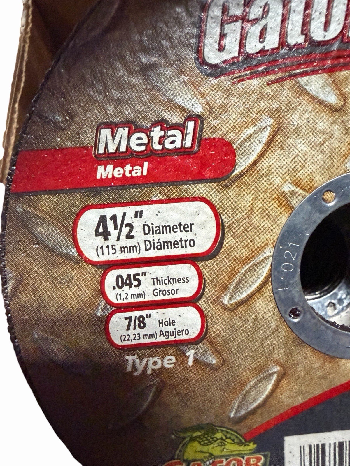 Gator Blade Thin Cut Type 1, 4-1/2 In. x 0.045 In. x 7/8 In. Metal Cut-Off Wheel